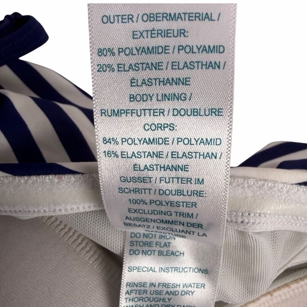 Boden Womens Bandeau size 8 Blue White Stripe One-Piece Swimsuit - Picture 6 of 7